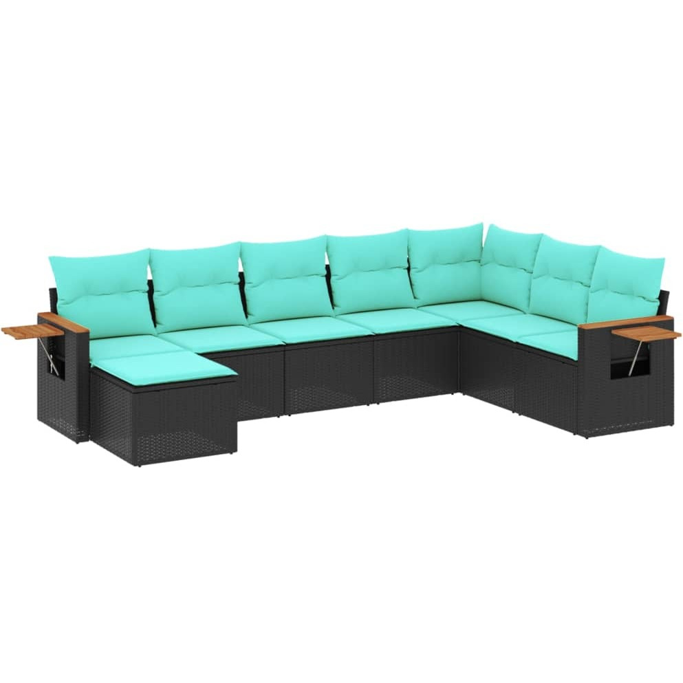 Vidaxl 8 Piece Patio Sofa Set With Cushions Black Poly Rattan