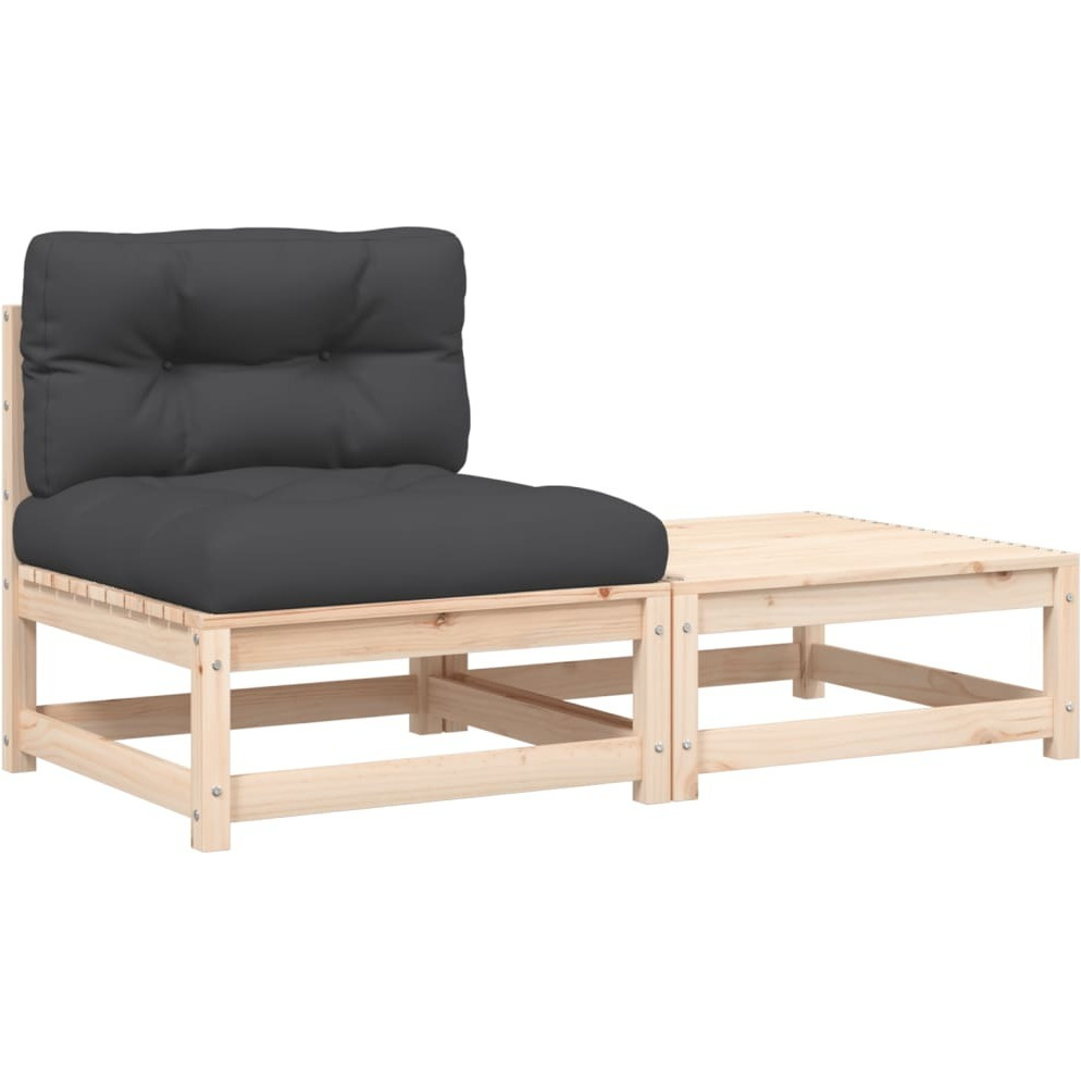 Vidaxl Patio Sofa Armless With Cushions And Footstool