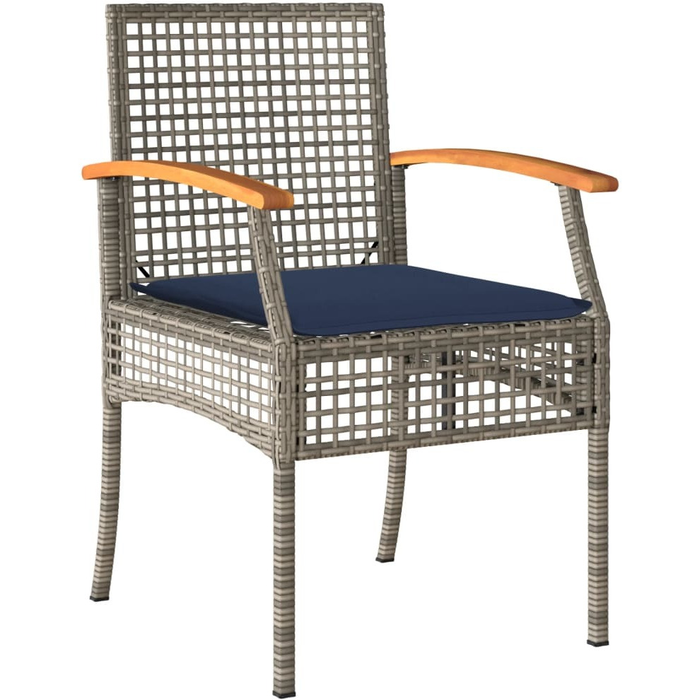 Vidaxl 3 Piece Patio Dining Set With Cushions Gray Poly Rattan