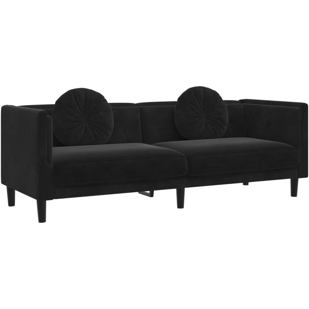 Vidaxl Sofa With Cushions 3-Seater Black Velvet
