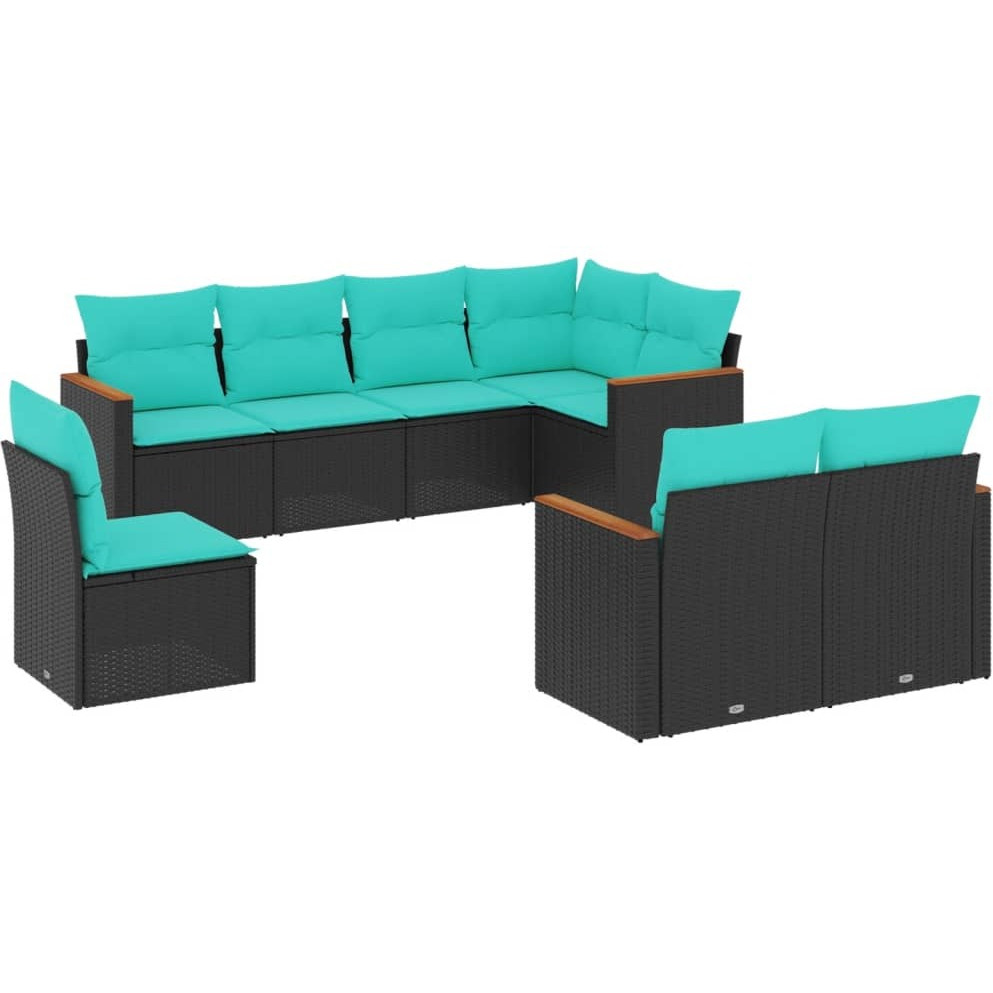 Vidaxl 8 Piece Patio Sofa Set With Cushions Black Poly Rattan