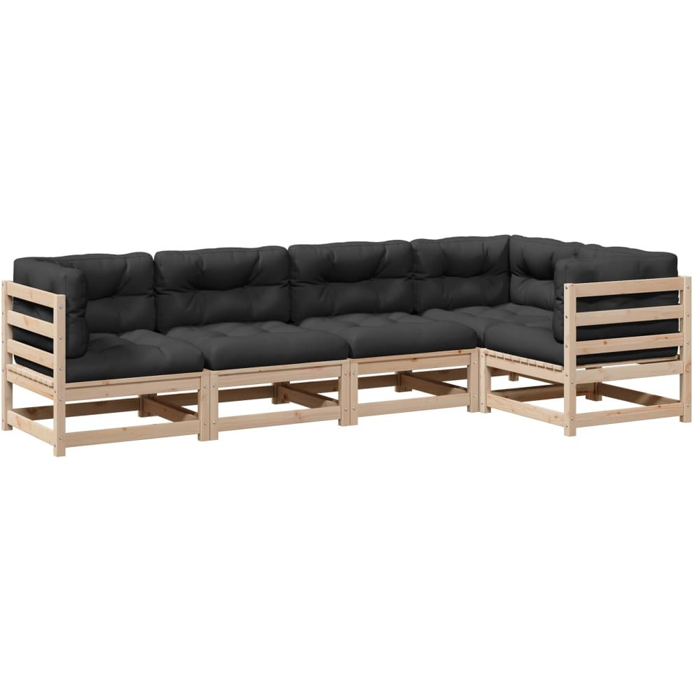 Vidaxl 5 Piece Patio Sofa Set With Cushions Solid Wood Pine