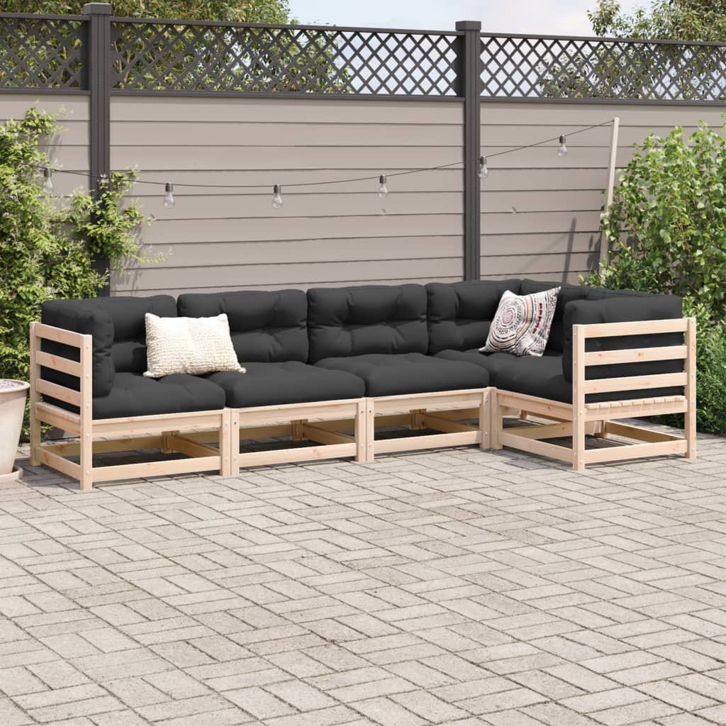 Vidaxl 5 Piece Patio Sofa Set With Cushions Solid Wood Pine