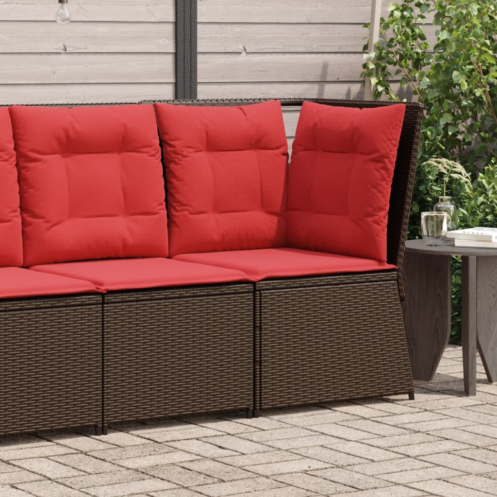 Vidaxl Patio Sofa Corner With Cushions Brown Poly Rattan