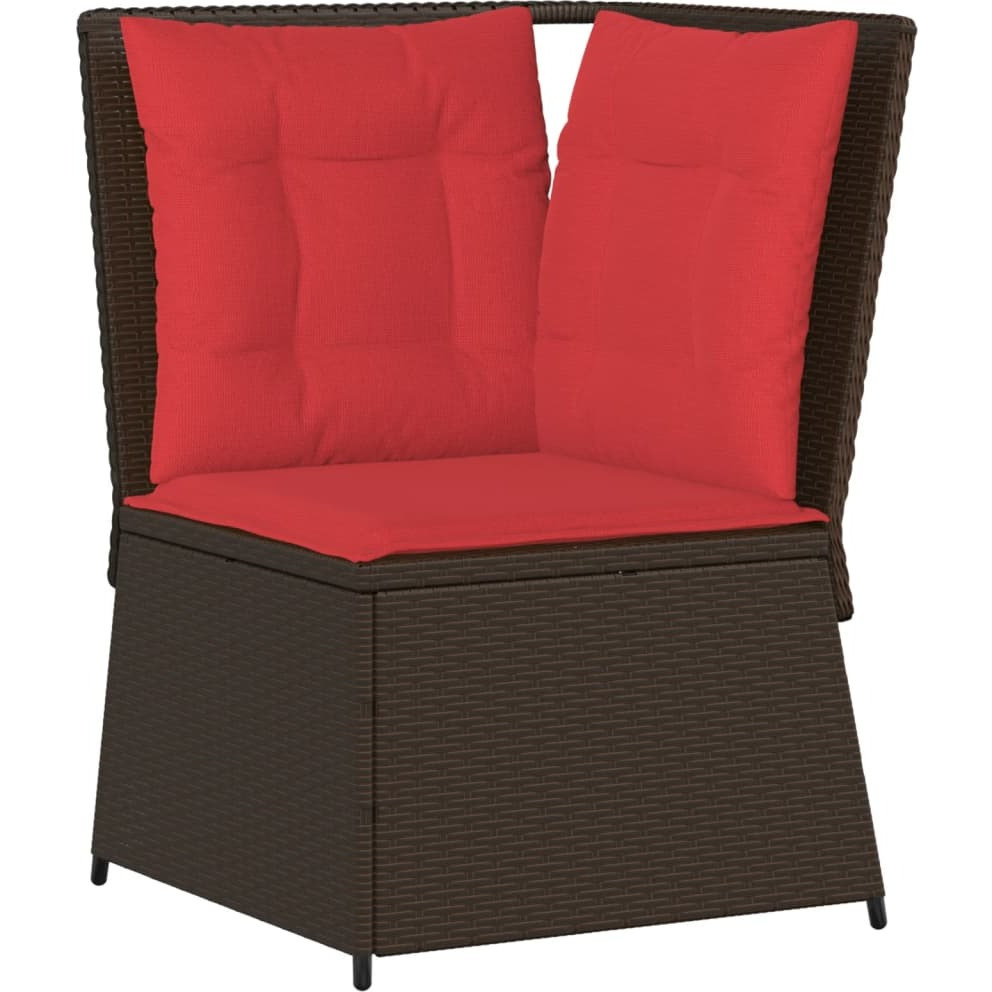 Vidaxl Patio Sofa Corner With Cushions Brown Poly Rattan