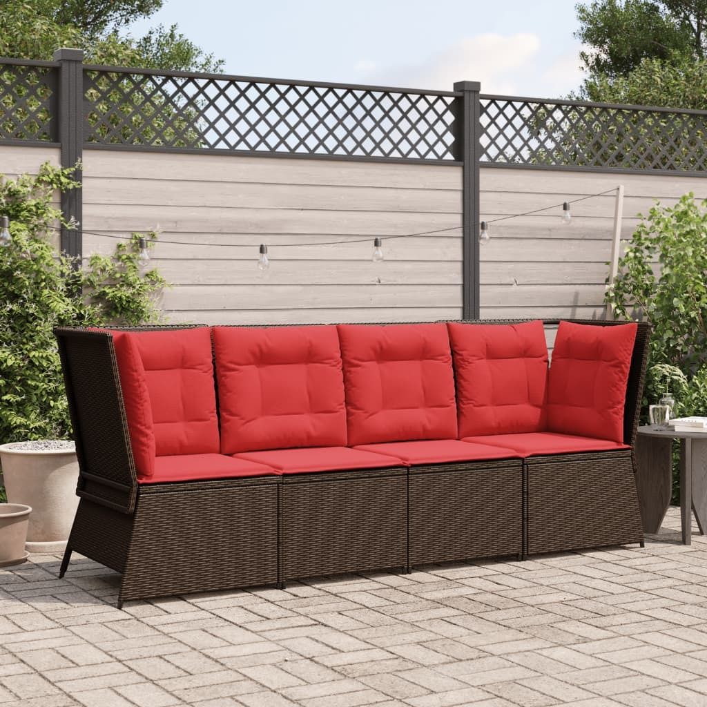 Vidaxl Patio Sofa Corner With Cushions Brown Poly Rattan