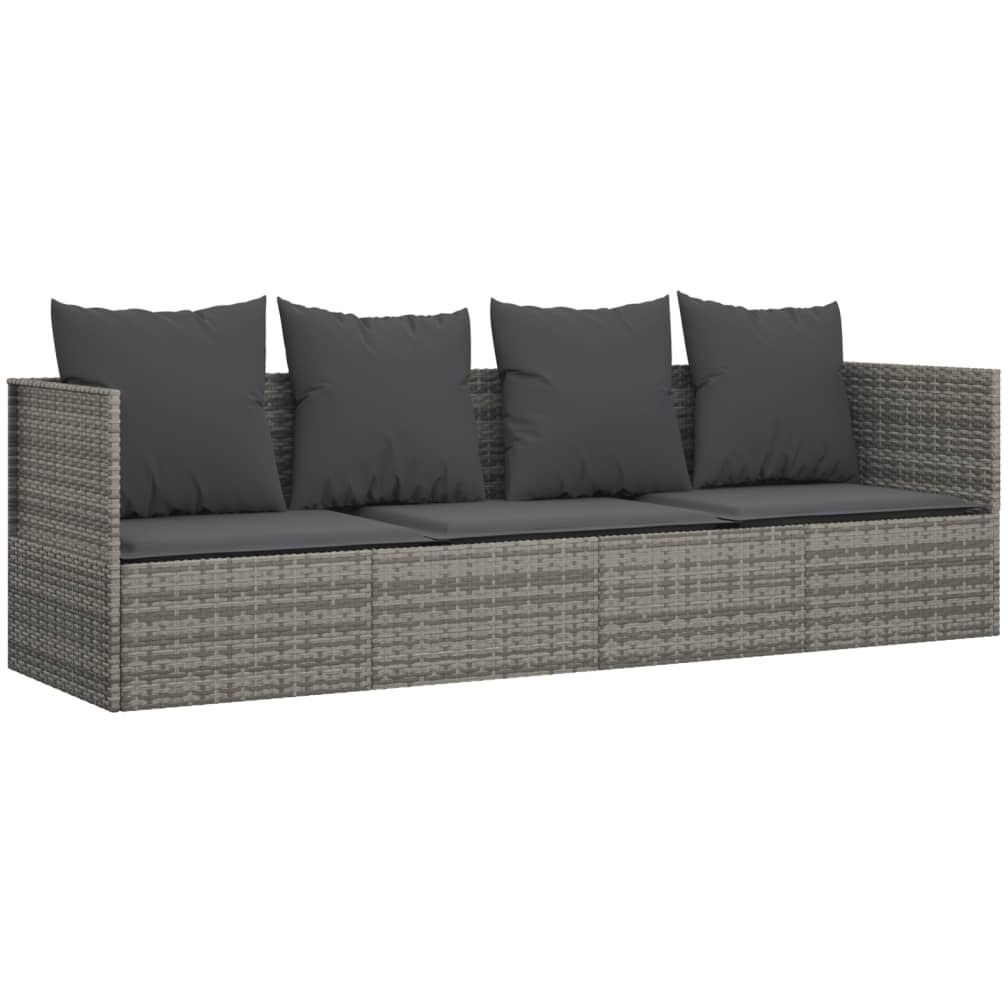 Vidaxl Patio Lounge Bed With Cushions Gray Poly Rattan