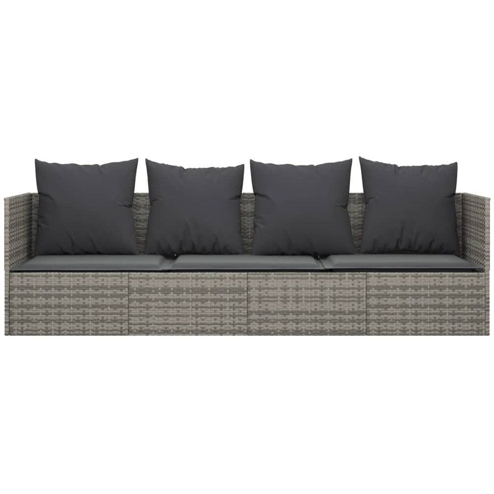 Vidaxl Patio Lounge Bed With Cushions Gray Poly Rattan