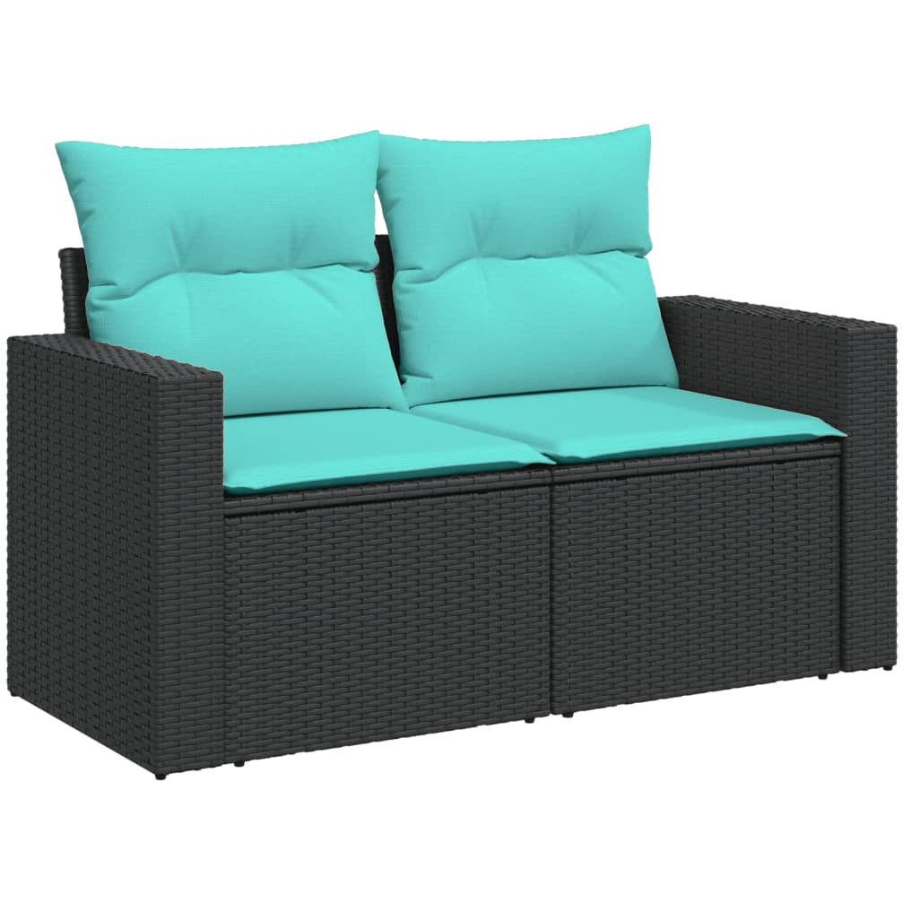 Vidaxl 9 Piece Patio Sofa Set With Cushions Black Poly Rattan