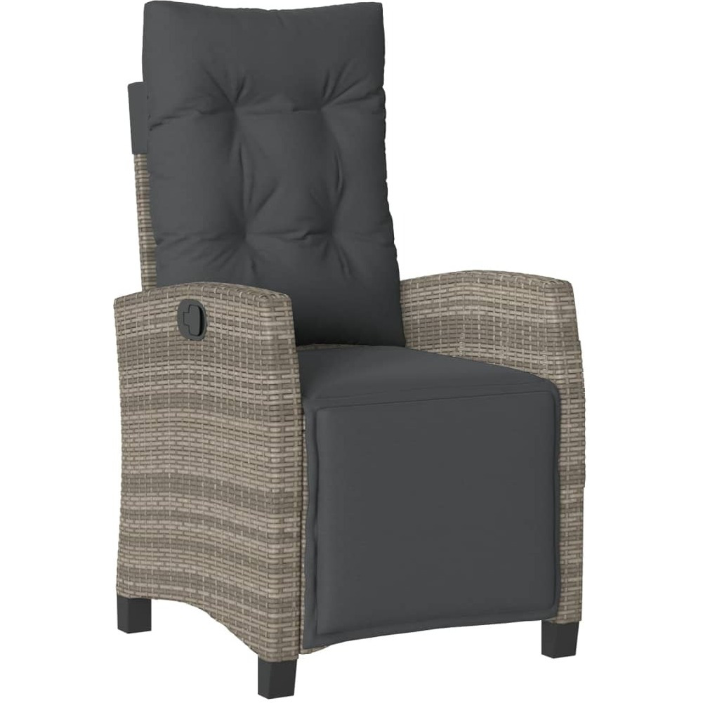 Vidaxl 3 Piece Patio Dining Set With Cushions Gray Poly Rattan
