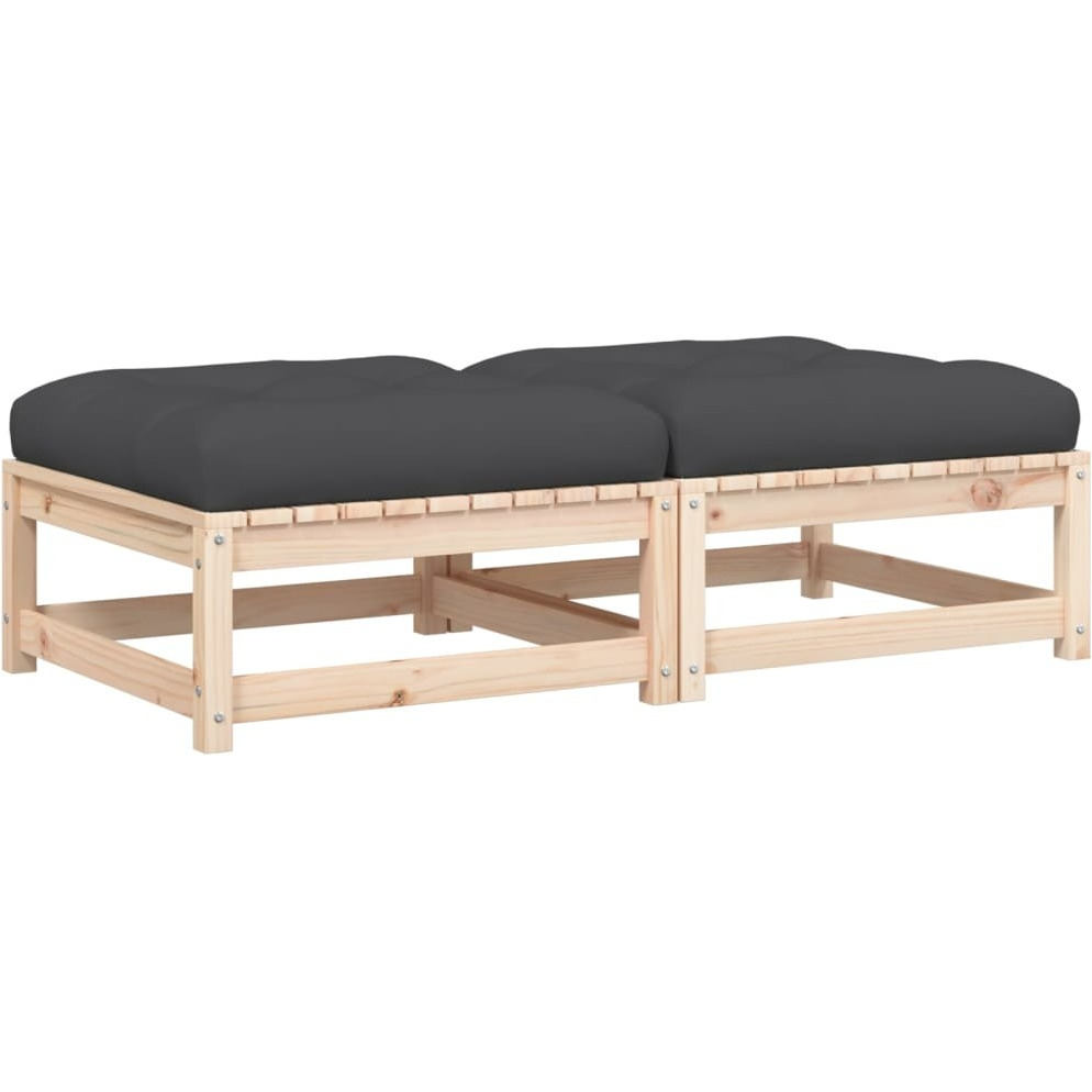 Vidaxl Patio Footstools With Cushions 2 Pcs Solid Wood Pine