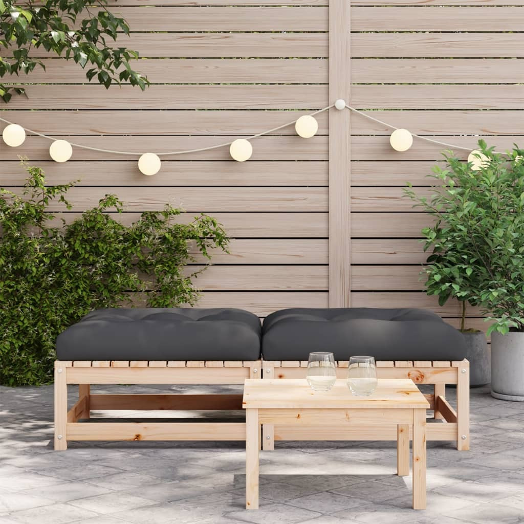 Vidaxl Patio Footstools With Cushions 2 Pcs Solid Wood Pine
