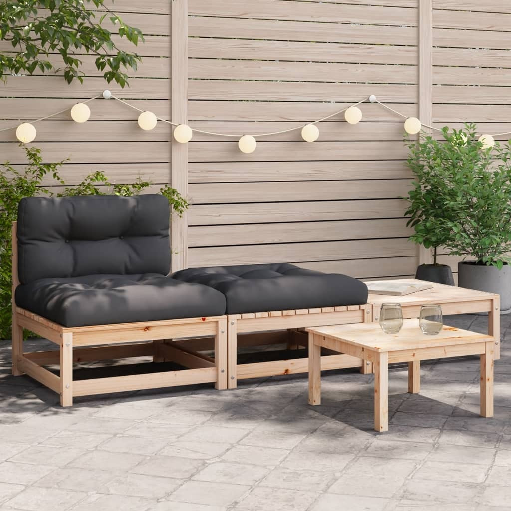 Vidaxl Patio Sofa Armless With Cushions And Footstools