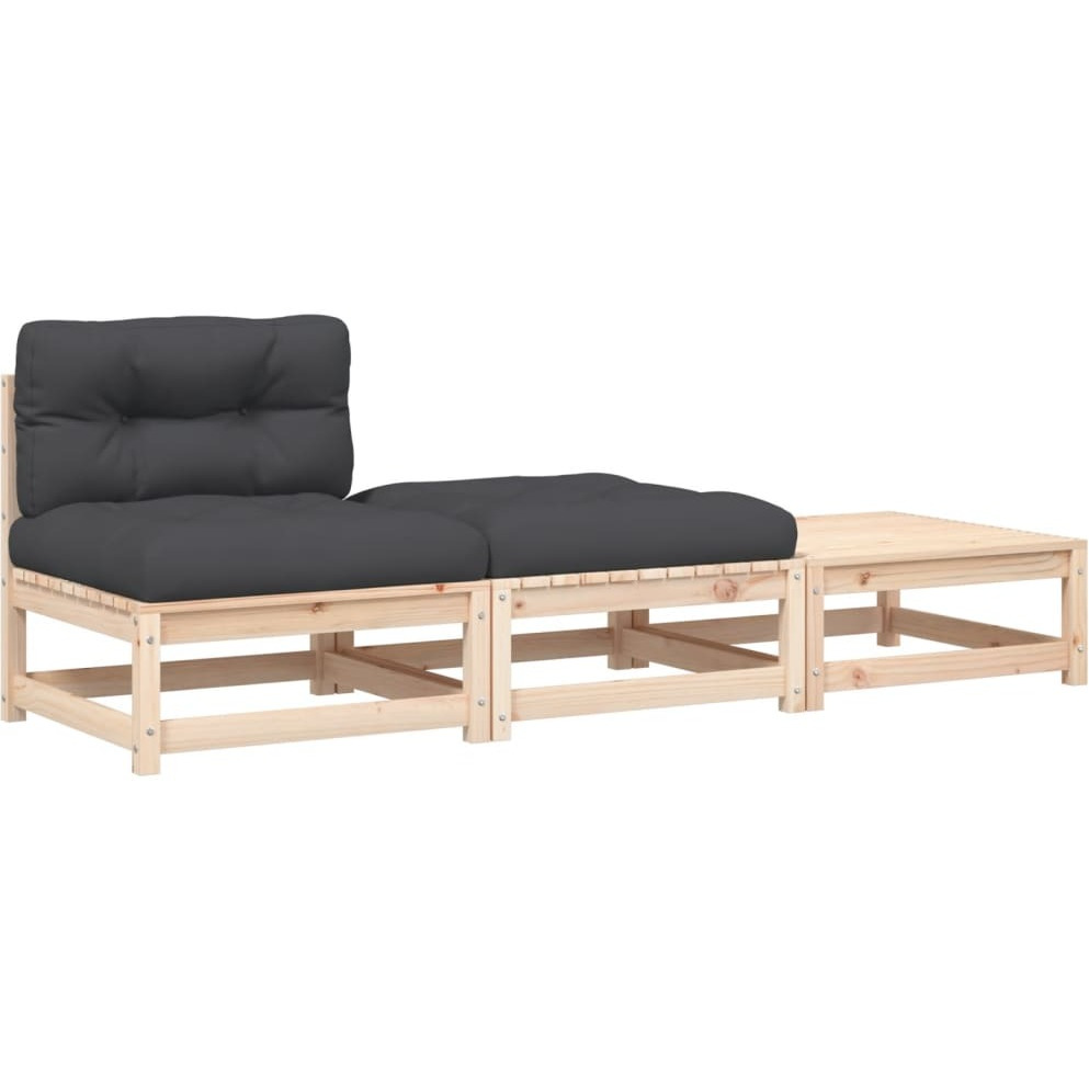 Vidaxl Patio Sofa Armless With Cushions And Footstools