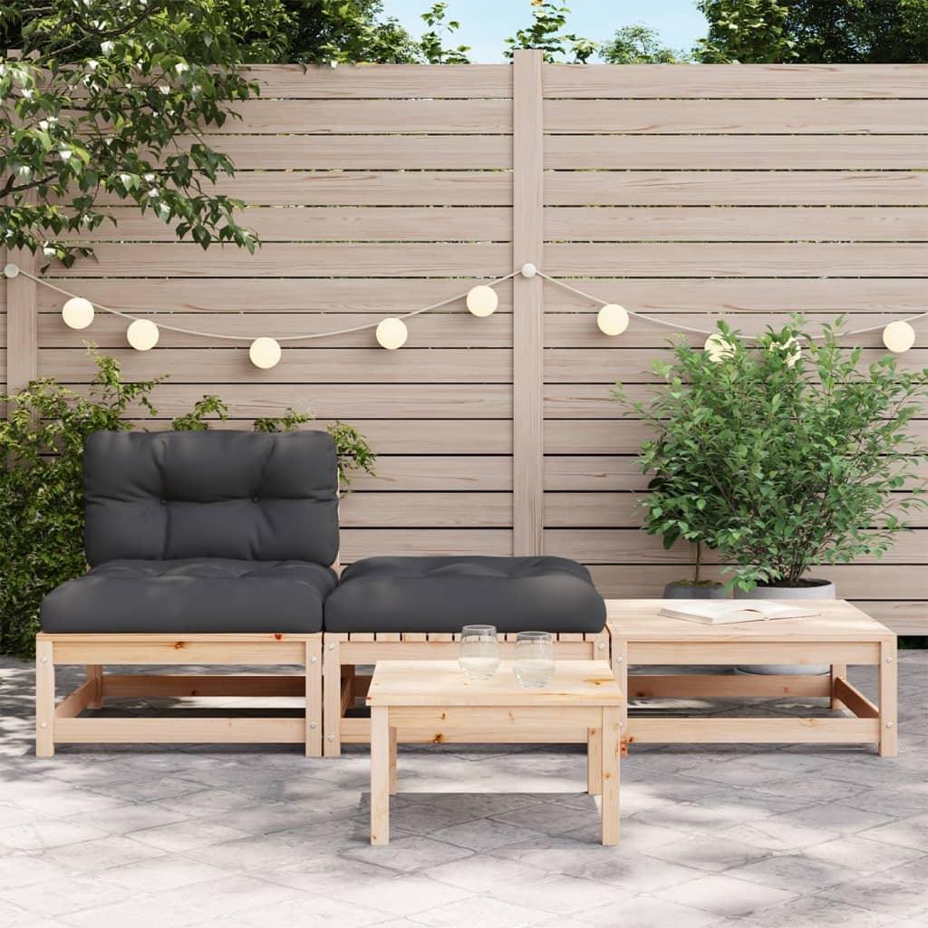 Vidaxl Patio Sofa Armless With Cushions And Footstools