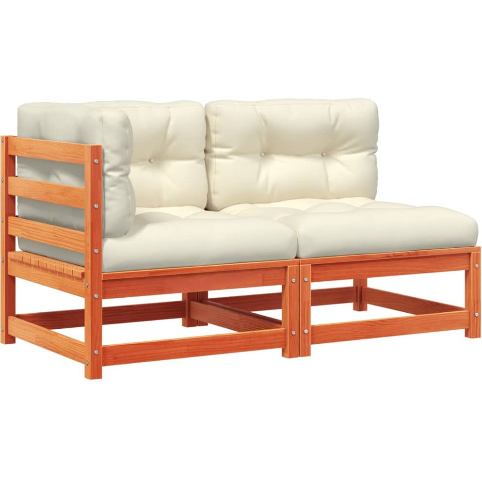 Vidaxl Patio Sofa With Cushions 2-Seater Wax Brown Solid Wood Pine