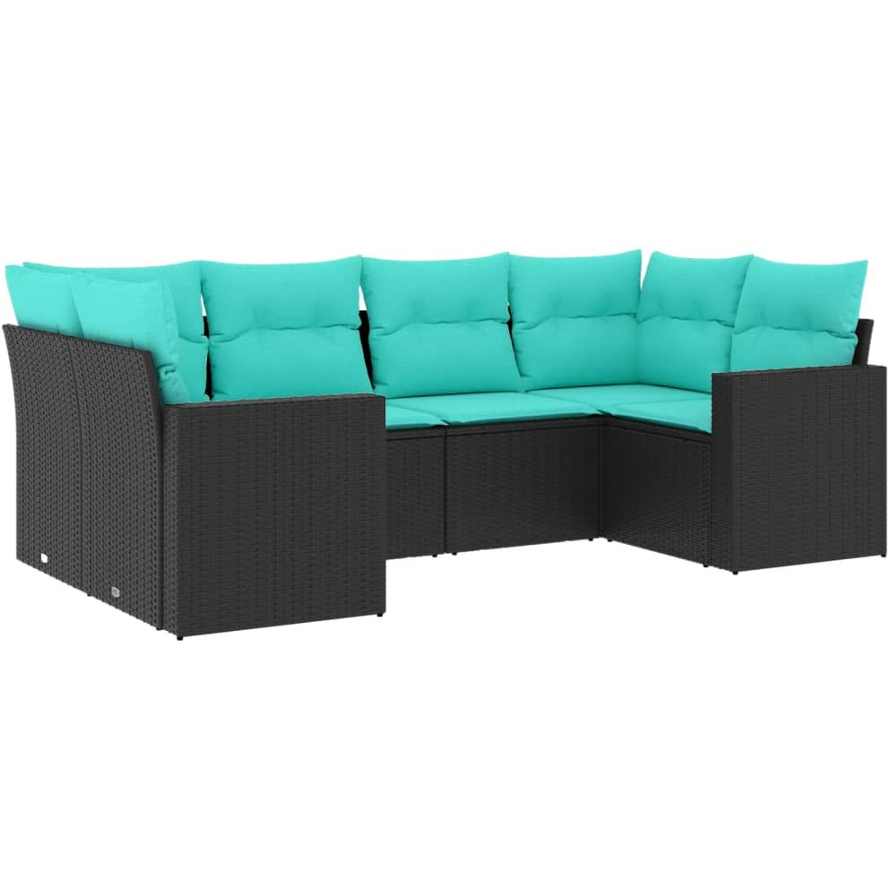 Vidaxl 6 Piece Patio Sofa Set With Cushions Black Poly Rattan