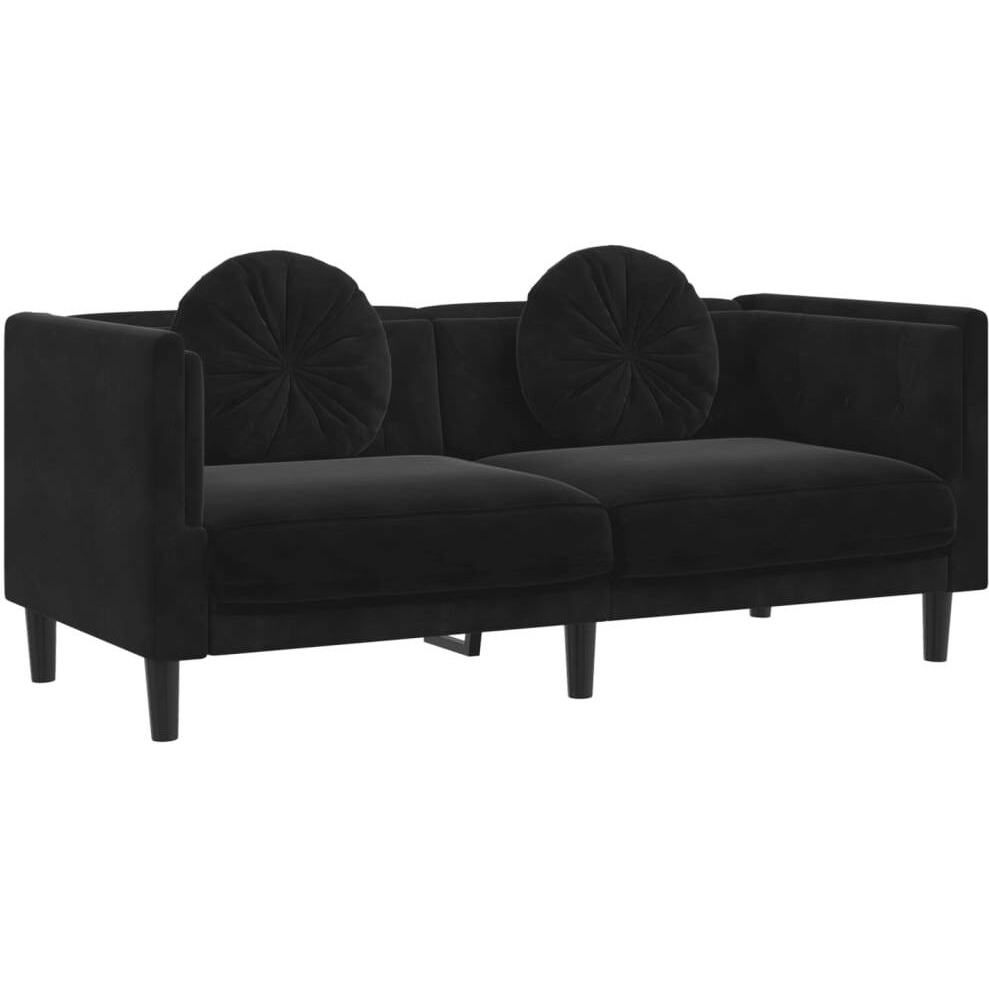 Vidaxl Sofa With Cushions 2-Seater Black Velvet