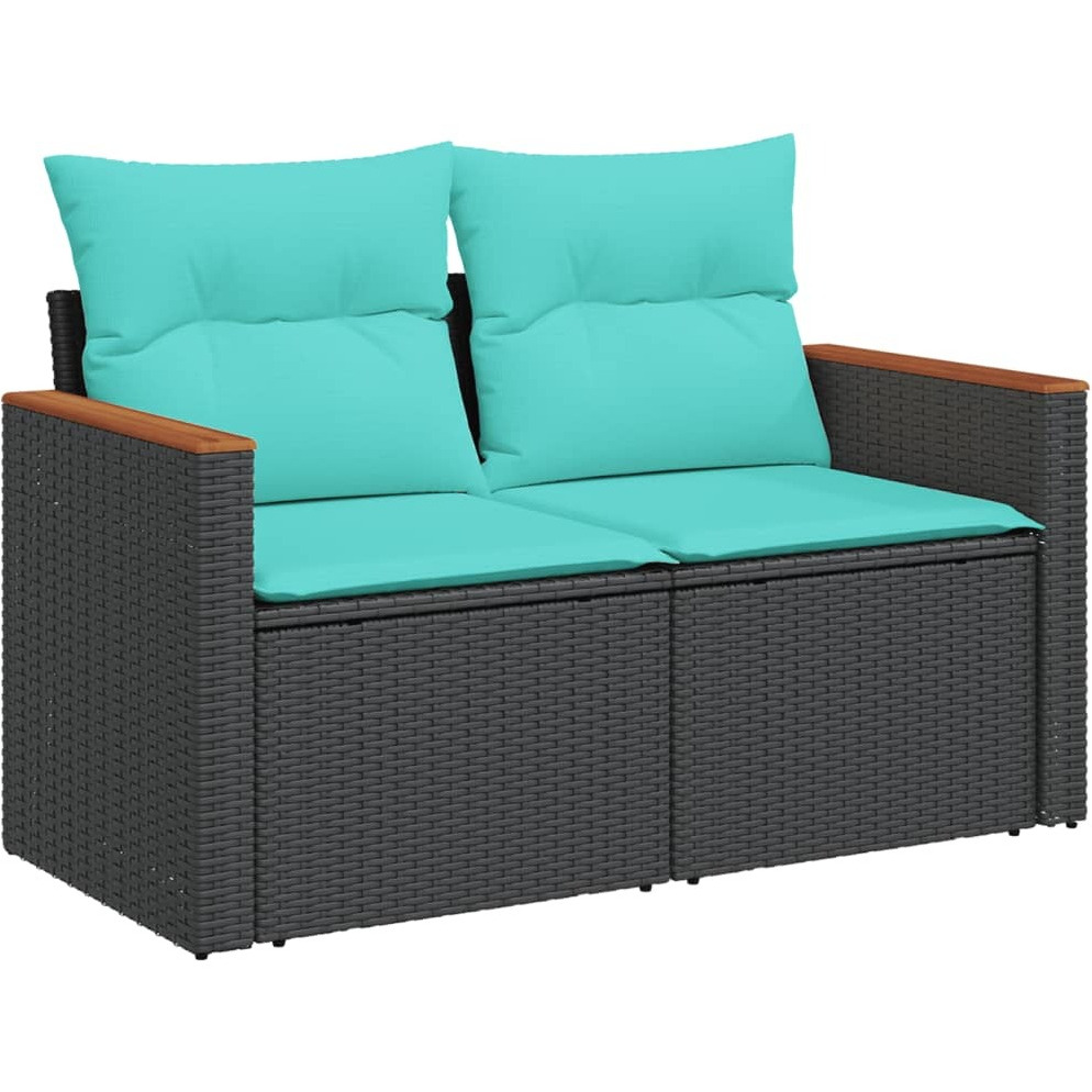 Vidaxl 7 Piece Patio Sofa Set With Cushions Black Poly Rattan