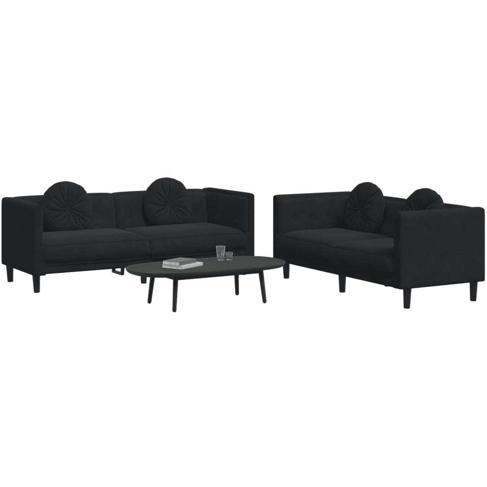 Vidaxl 2 Piece Sofa Set With Pillows Black Velvet