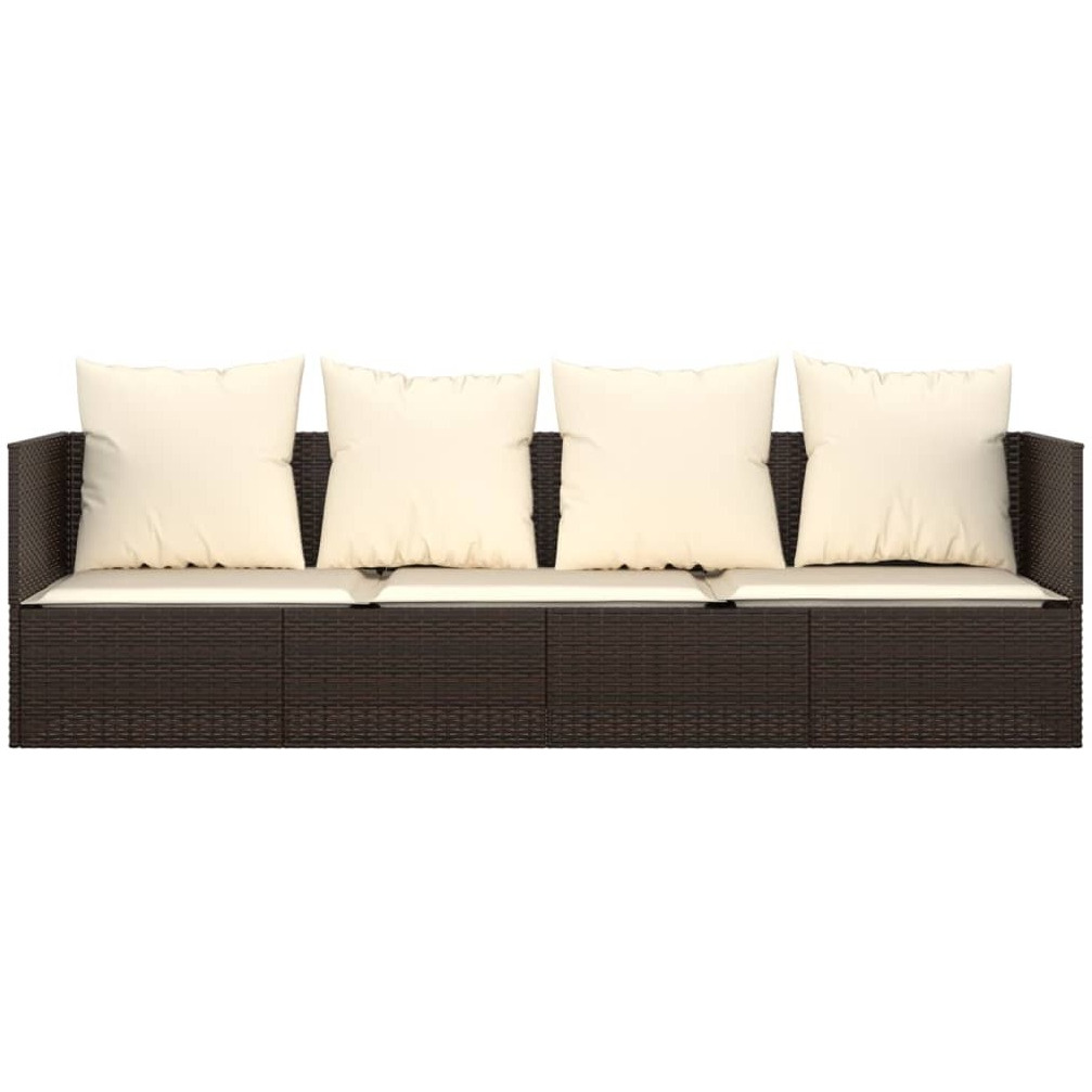 Vidaxl Patio Lounge Bed With Cushions Brown Poly Rattan