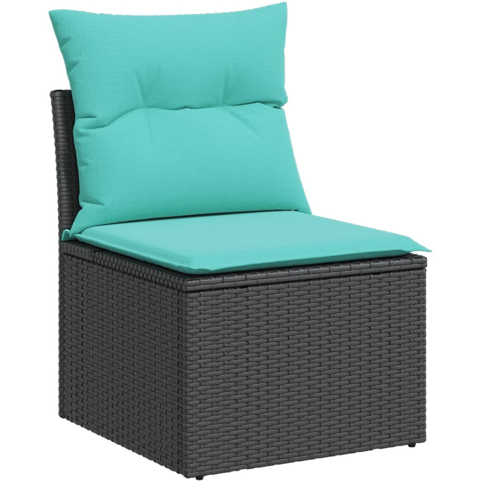 Vidaxl 7 Piece Patio Sofa Set With Cushions Black Poly Rattan