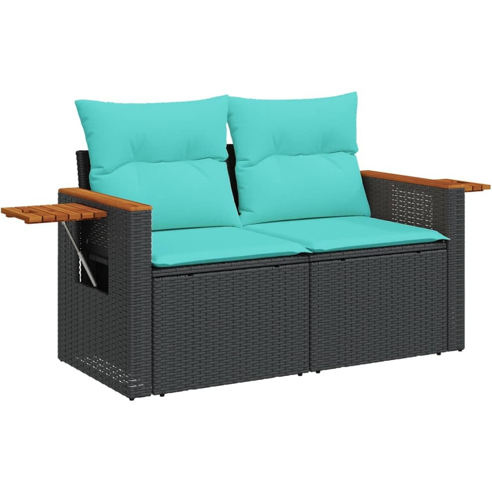 Vidaxl 9 Piece Patio Sofa Set With Cushions Black Poly Rattan