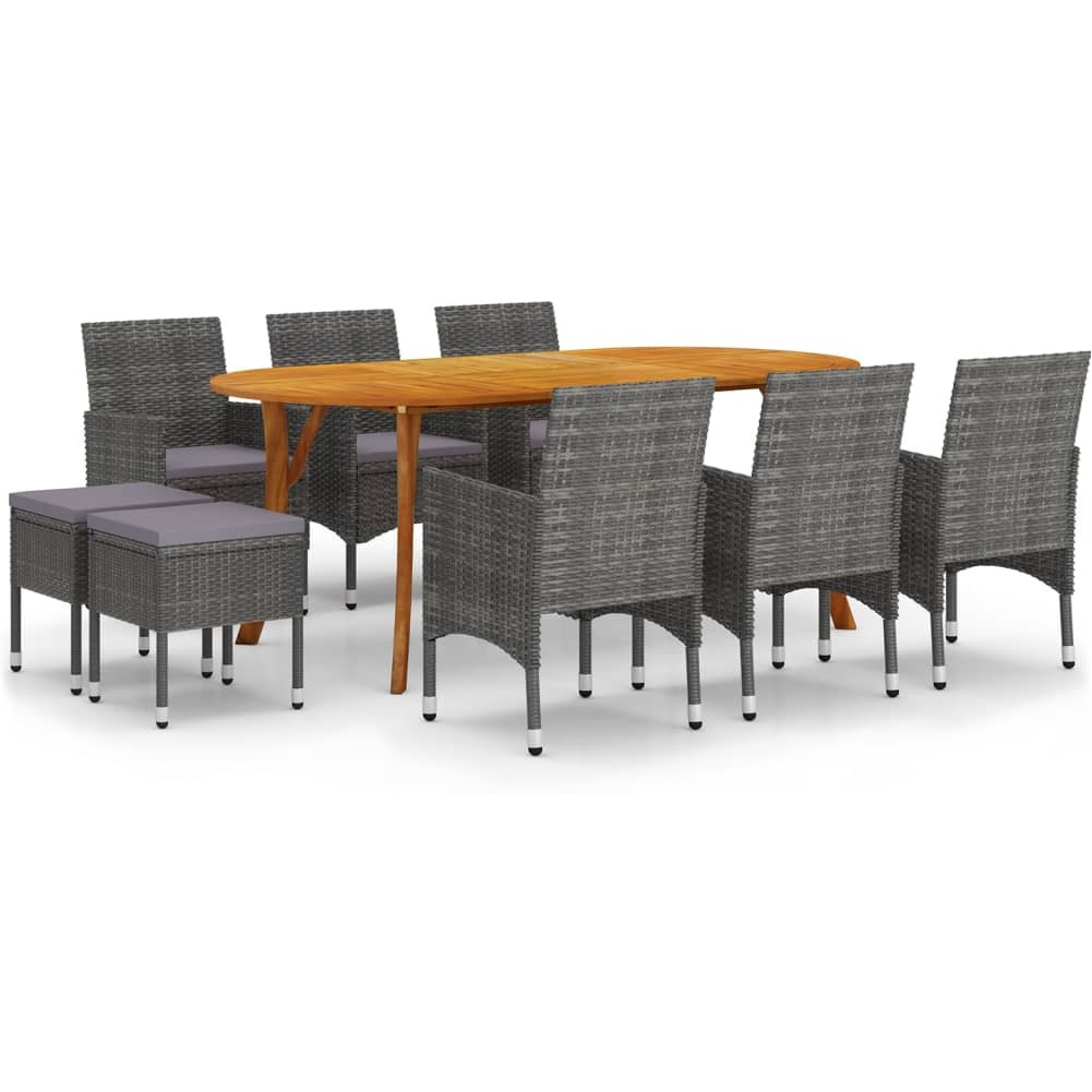 Vidaxl 9 Piece Patio Dining Set Gray