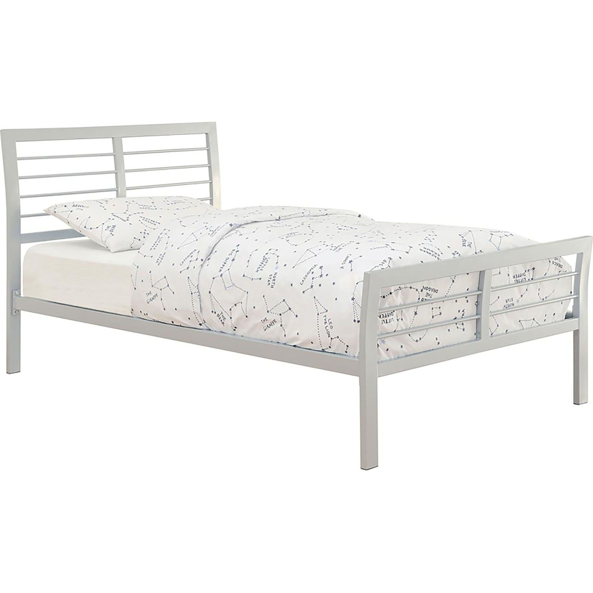 Silver Twin Metal Bed