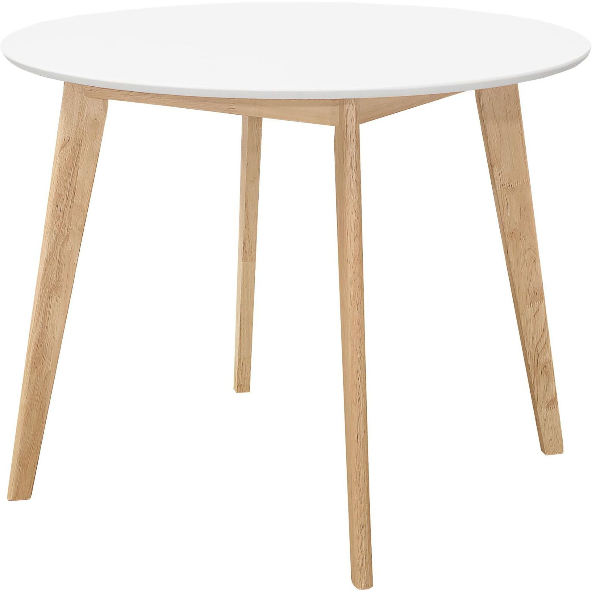 Matte White And Natural Round Dining Table