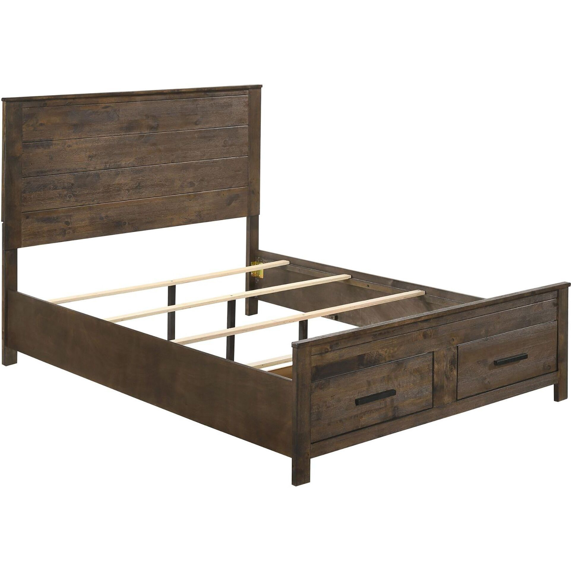 Rustic Golden Brown Queen Storage Bed