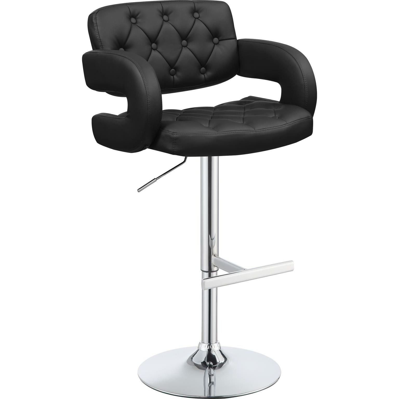 Black And Chrome Adjustable Bar Stool