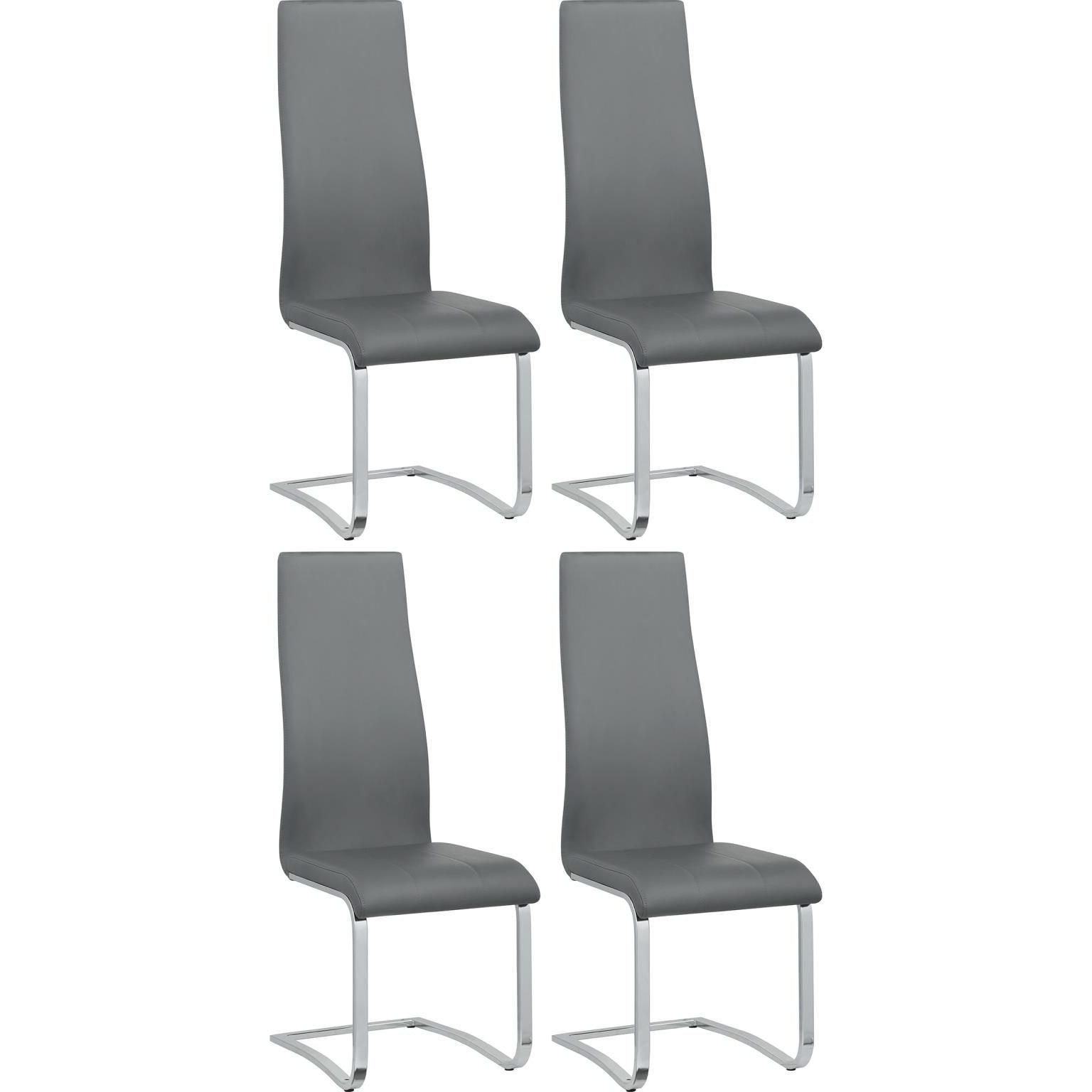 Grey And Chrome High Back Side Chairs (Set Of 4)
