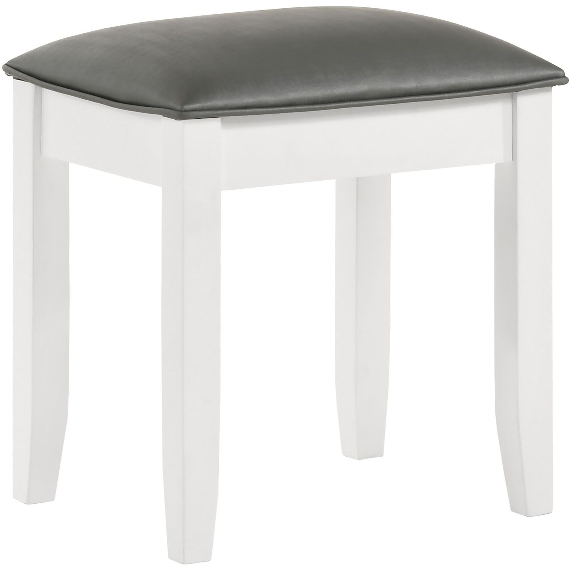 Glossy White Vanity Stool With Padded Seat