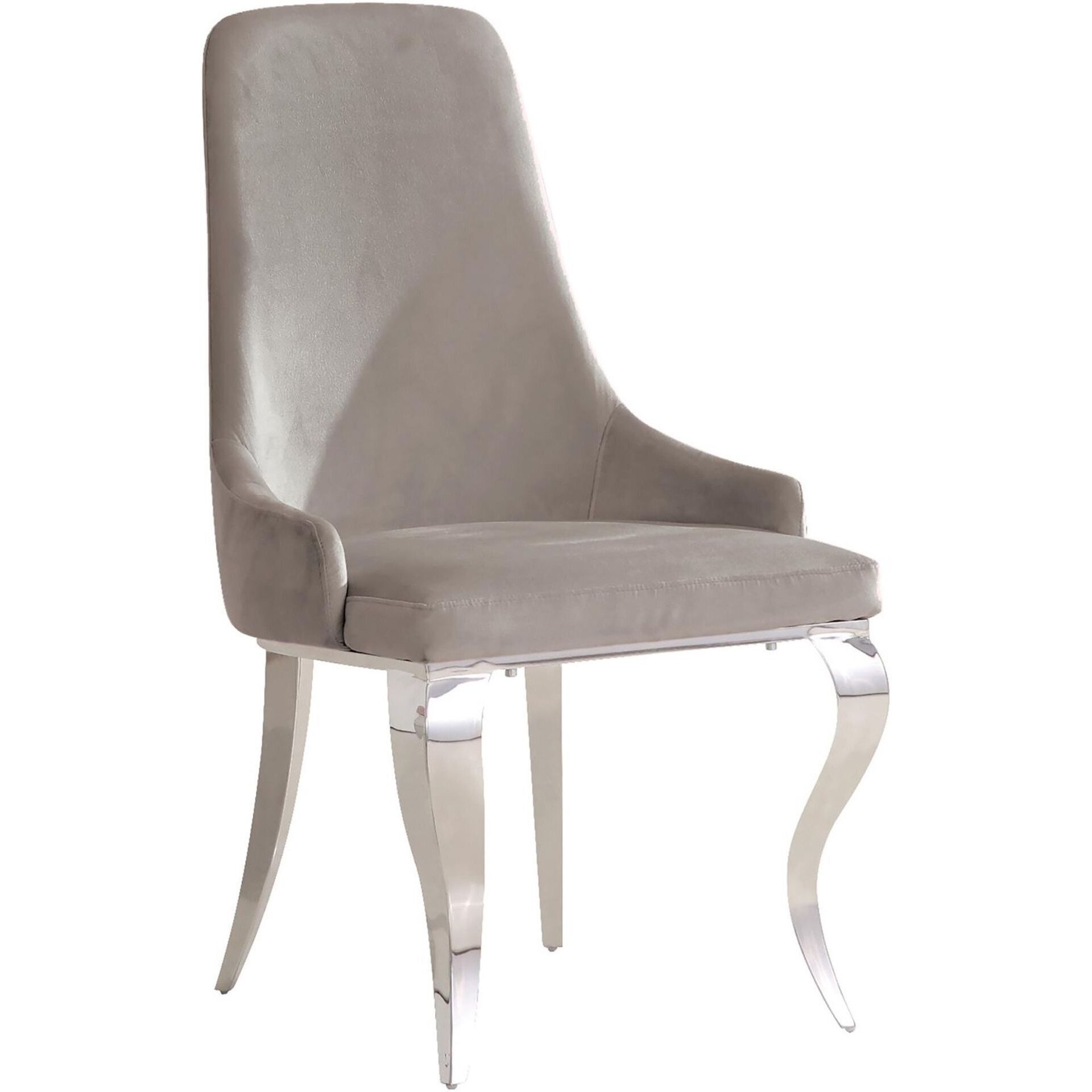 Grey And Chrome Upholstered Back Dining Chairs (Set Of 2)