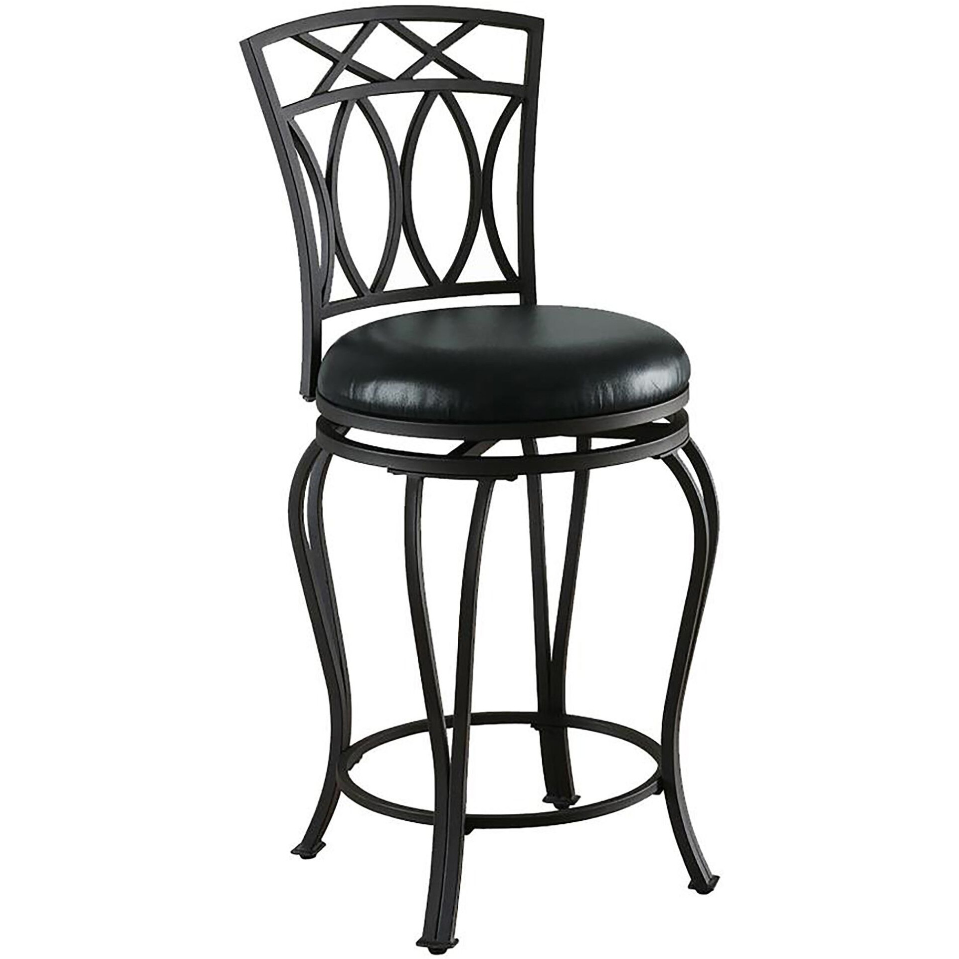 Black Swivel Counter Height Stool With Upholstered Seat