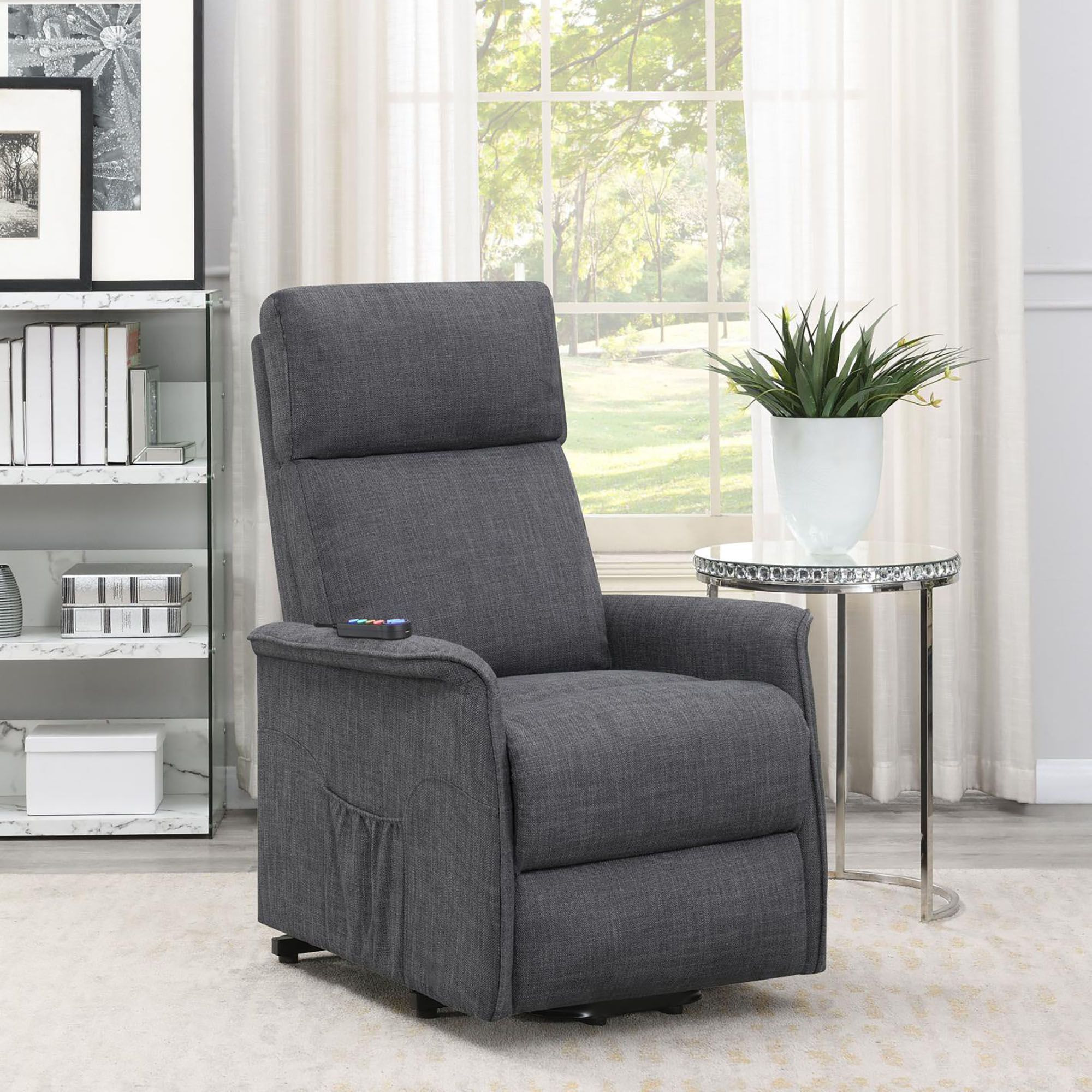 Charcoal Power Lift Recliner With Massage Function