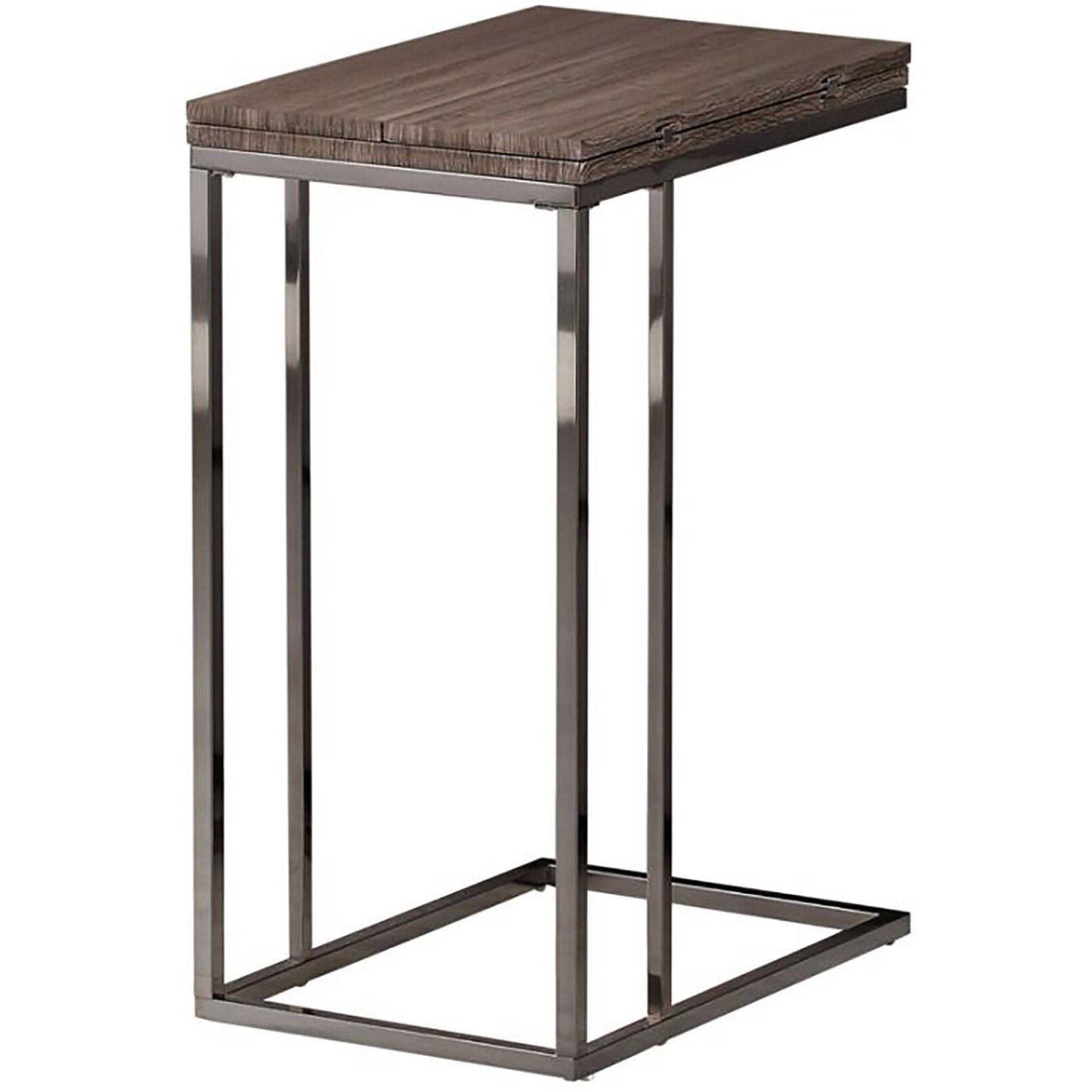 Weathered Grey And Black Snack Table With Expandable Top
