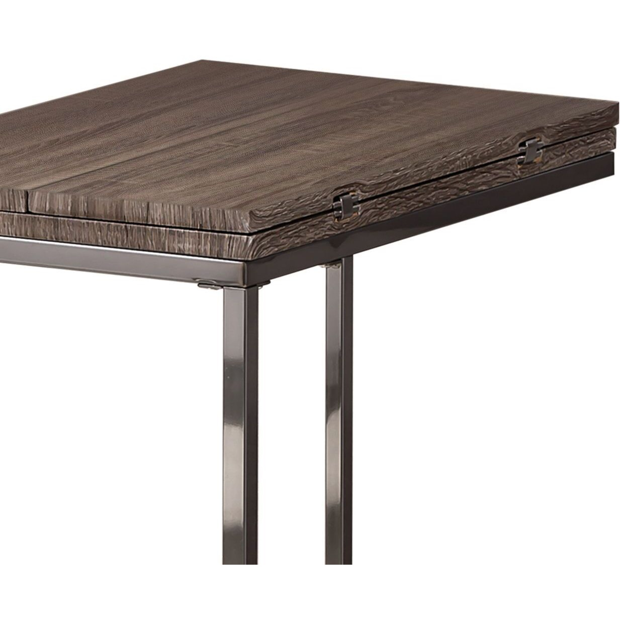 Weathered Grey And Black Snack Table With Expandable Top