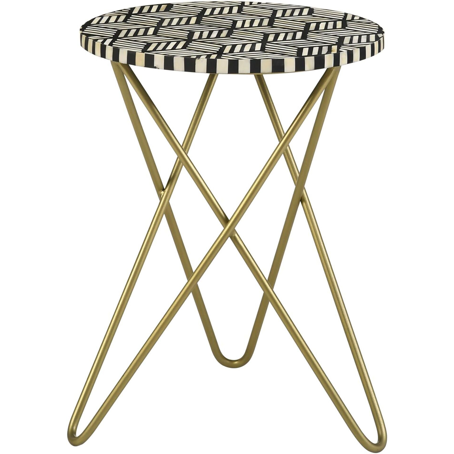 Black White And Gold Top Accent Table