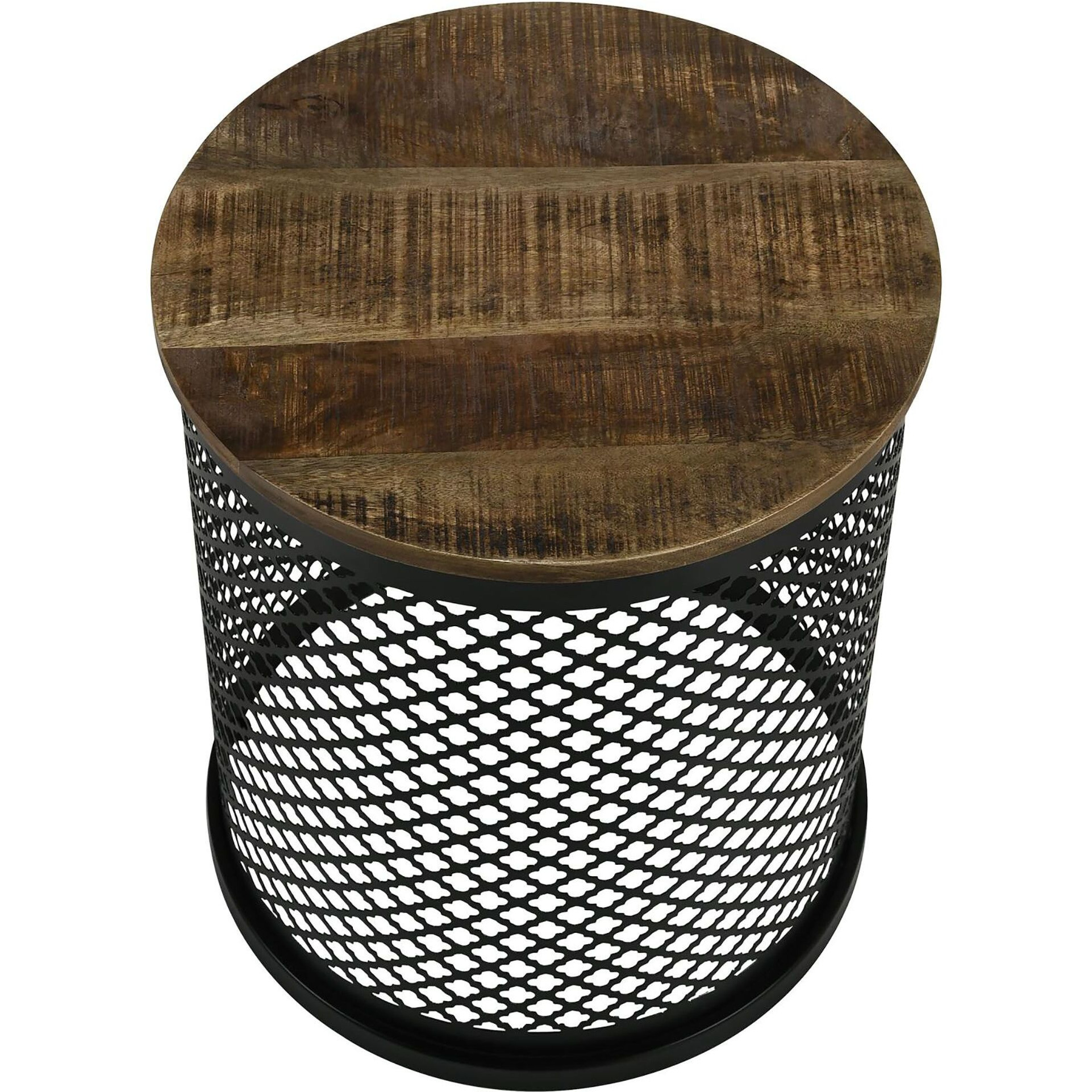 Natural And Black Drum Base Accent Table