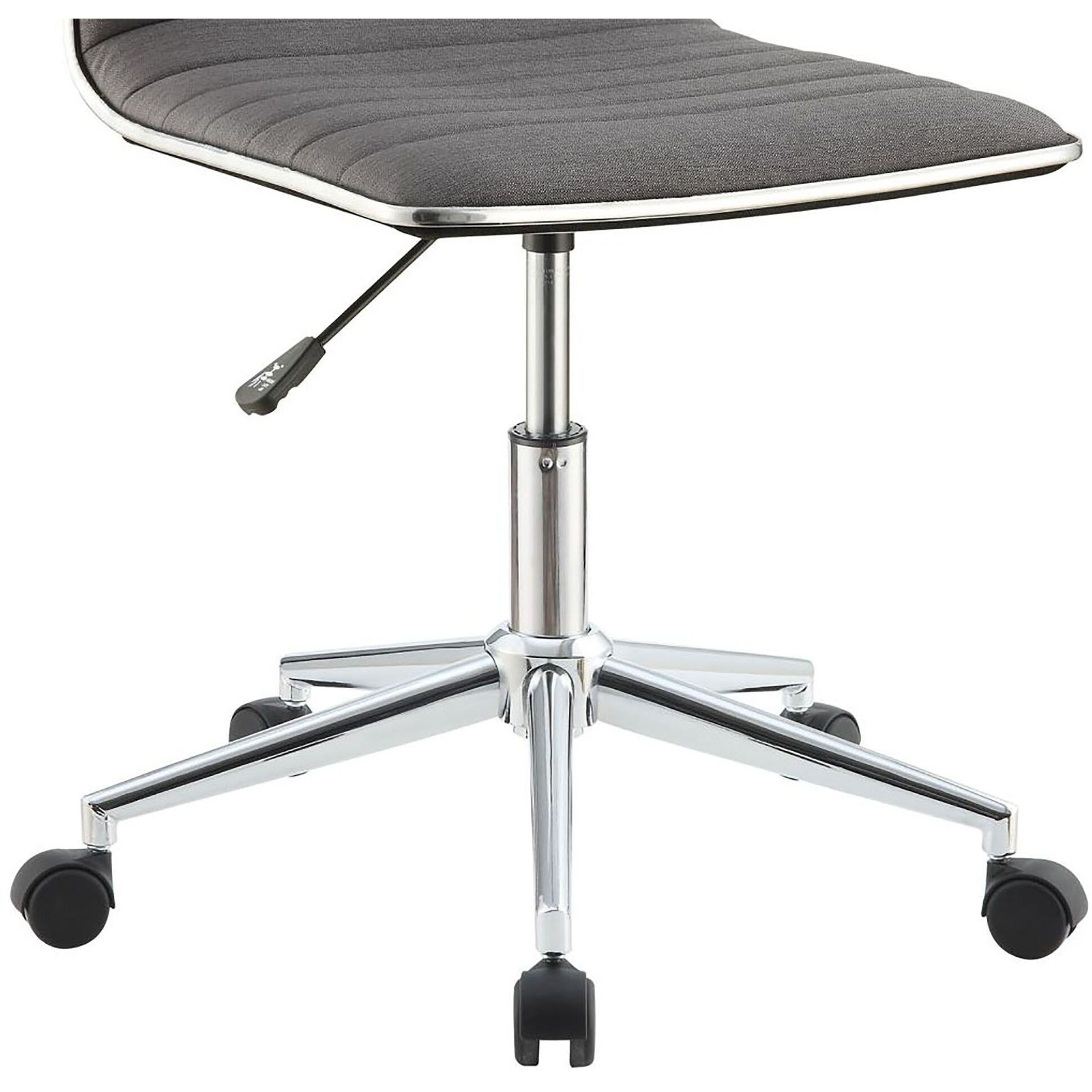 Grey And Chrome Armless Office Chair With Casters