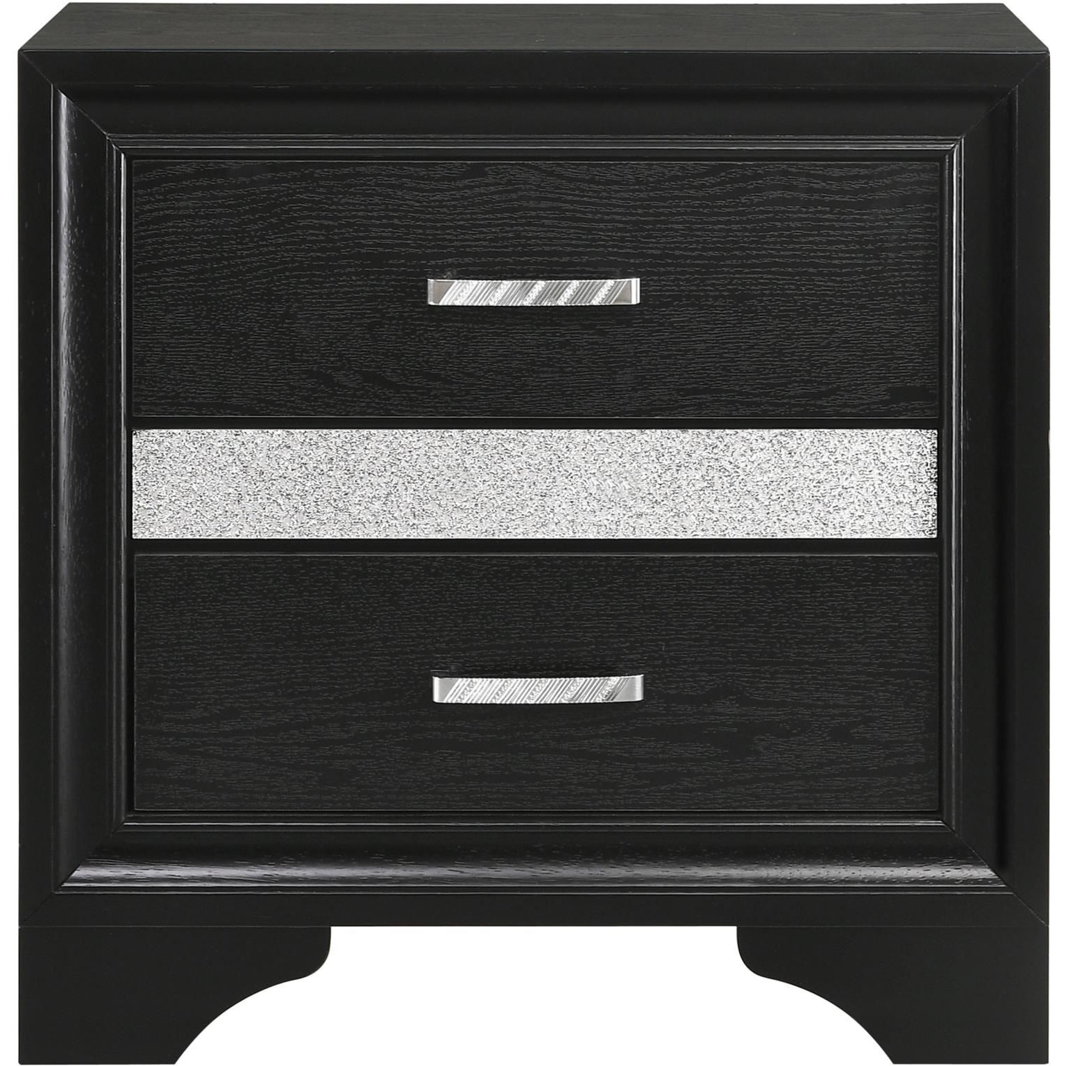 Black 2-Drawer Nightstand With Hidden Jewelry Tray
