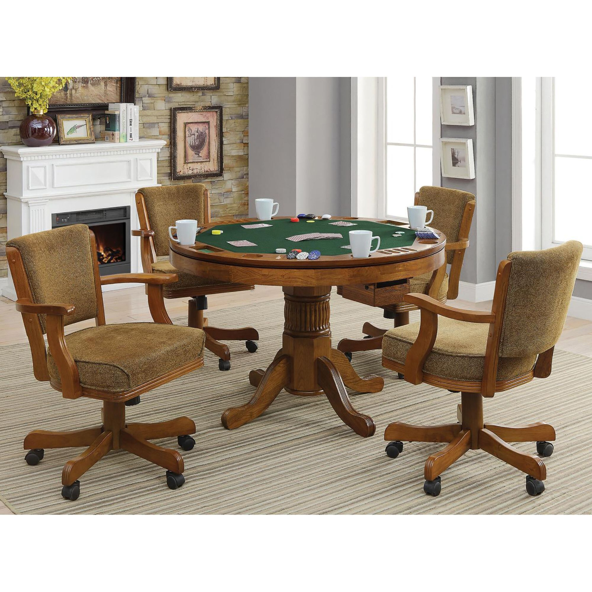 Olive Brown And Amber Upholstered Game Chair With Casters