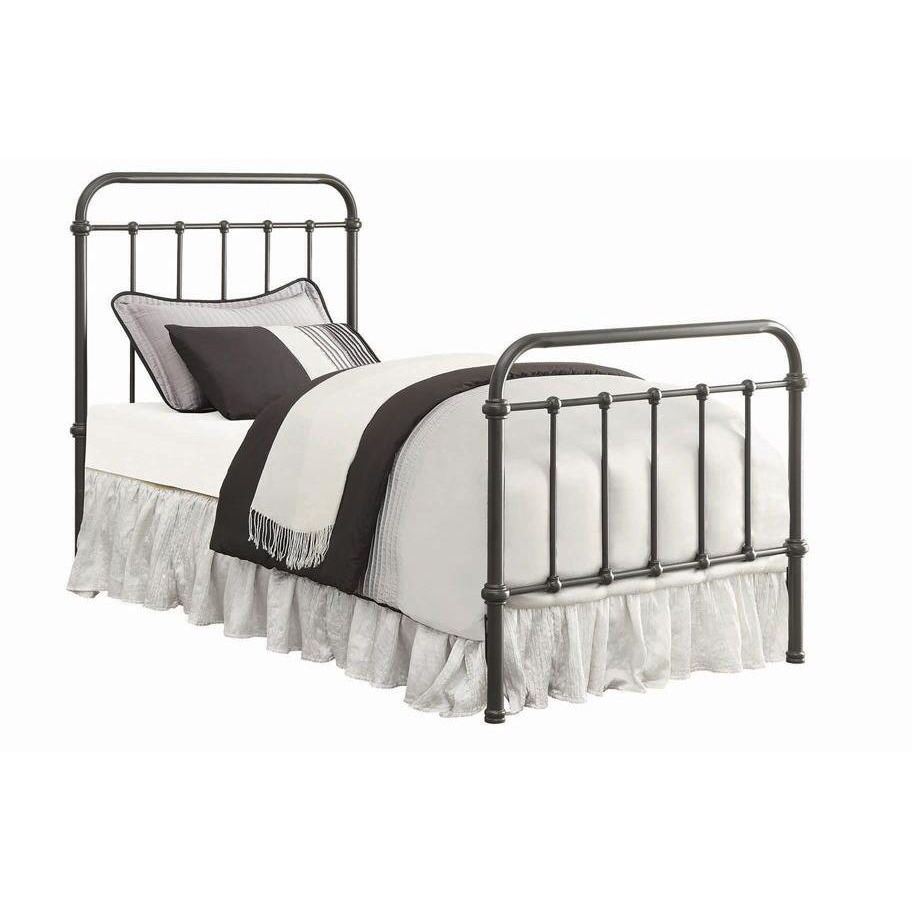 Dark Bronze Metal Spindle Twin Panel Bed