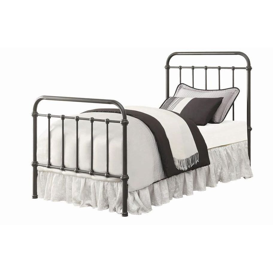 Dark Bronze Metal Spindle Twin Panel Bed