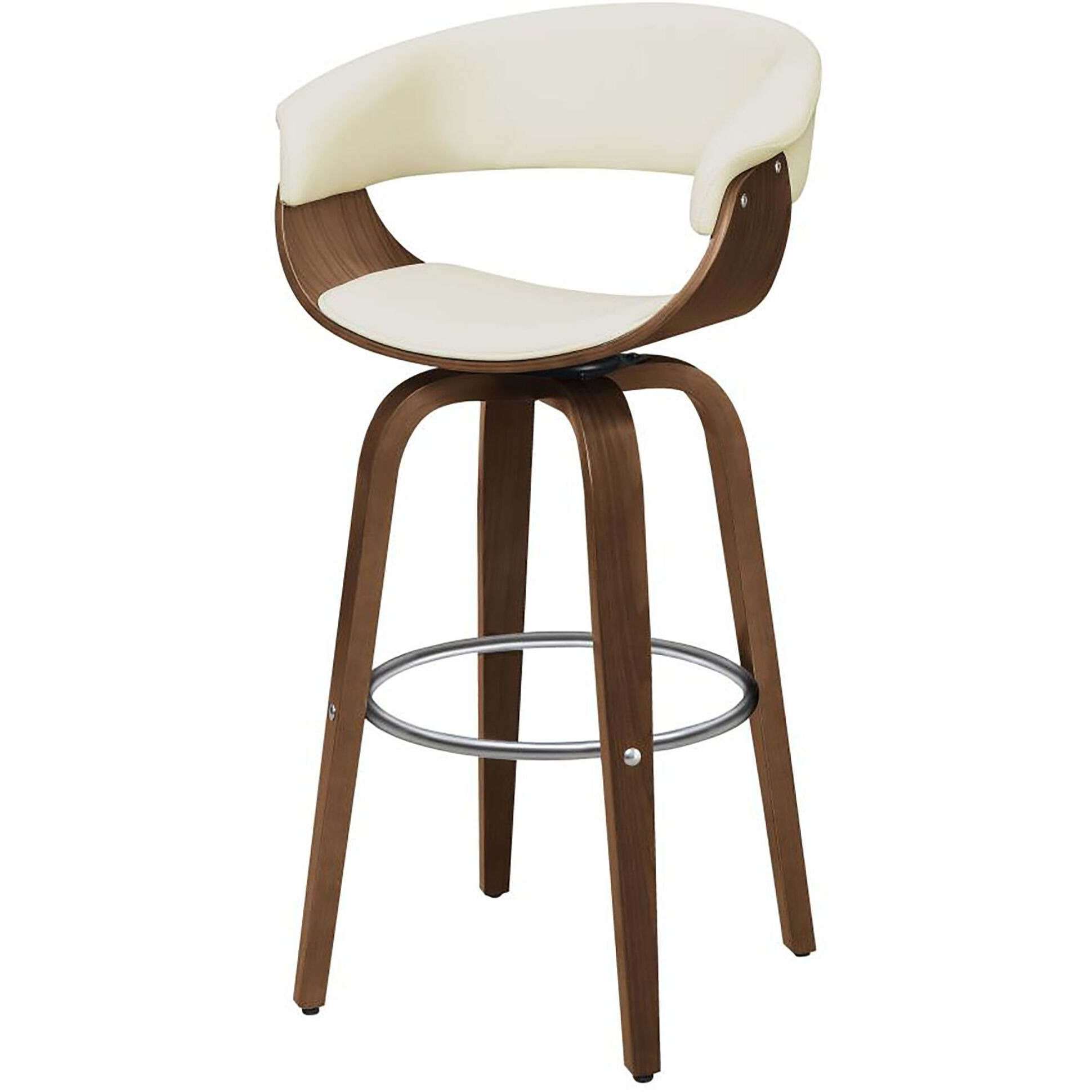 Walnut And Ecru Swivel Bar Stool