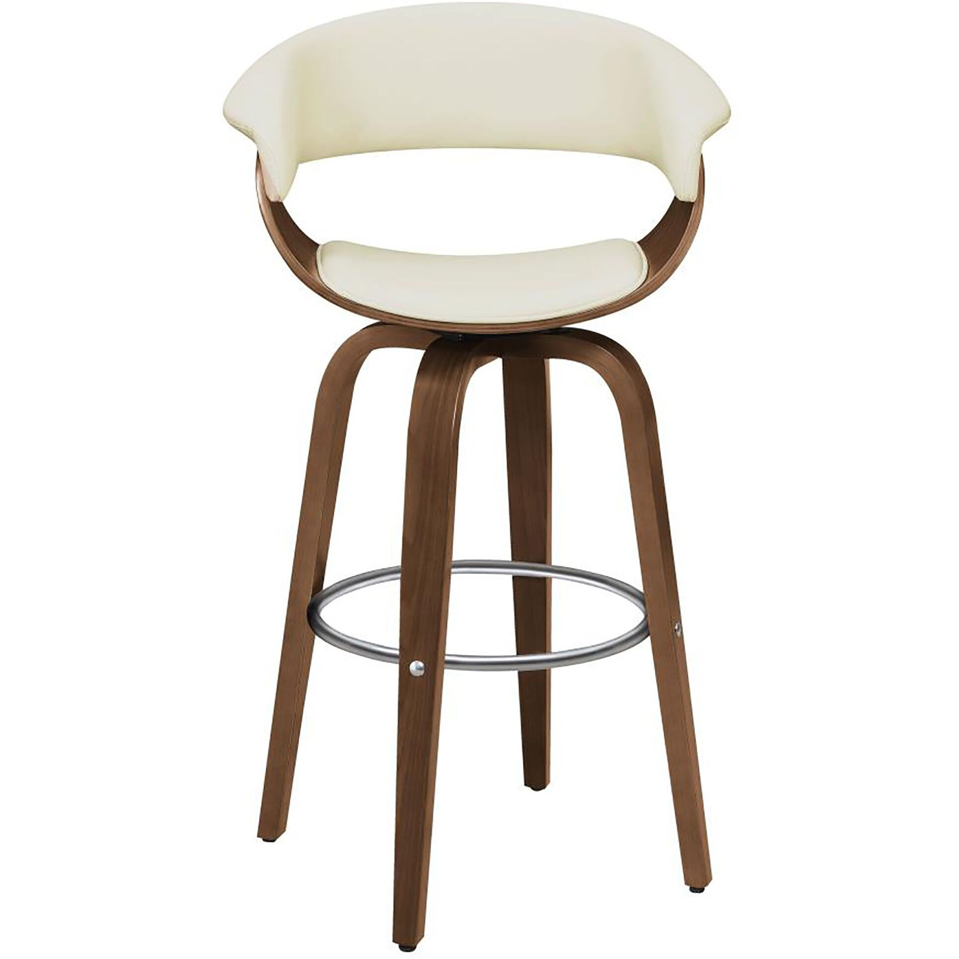 Walnut And Ecru Swivel Bar Stool
