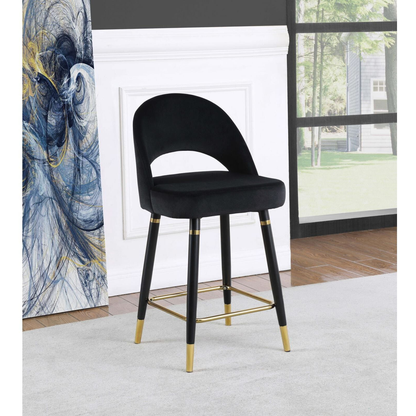 Black Open Back Counter Height Stools (Set Of 2)