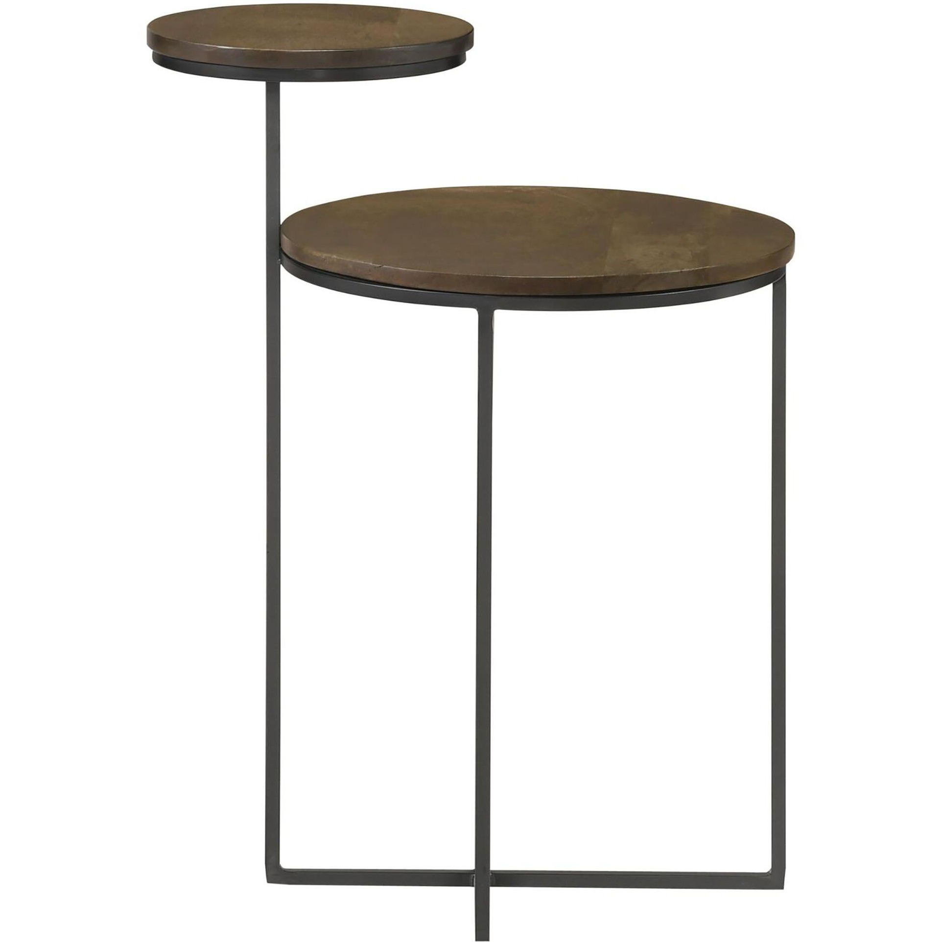 Natural And Gunmetal 2-Tier Accent Table